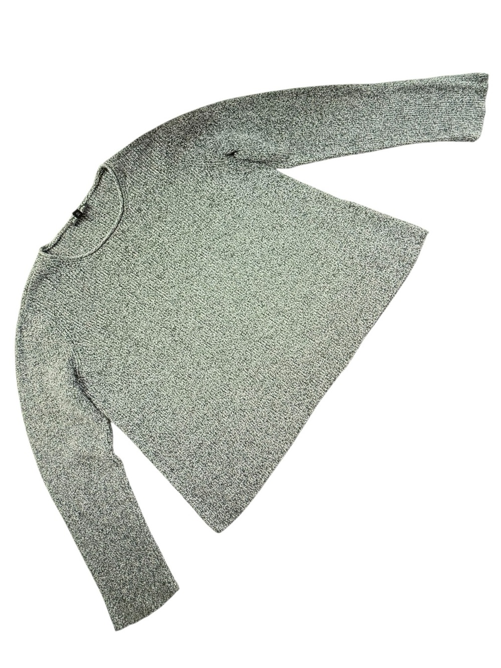 Eileen Fisher Women Black White Marled Knit Organic Cotton Crewneck Sweater M - Picture 3 of 8